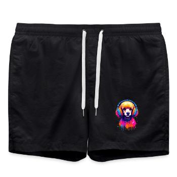 Caniche avec un casque - Short de bain - noir - Devant - AI Model Male 185 light (185cm)