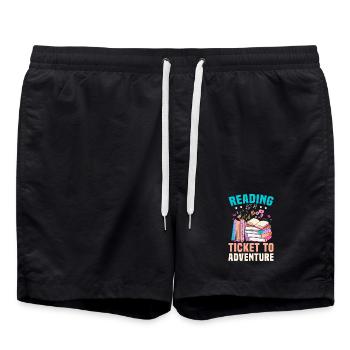 Lesen ist Ticket zur Abenteuerreise - Badeshorts - Schwarz - Vorne - AI Model Male 185 light (185cm)