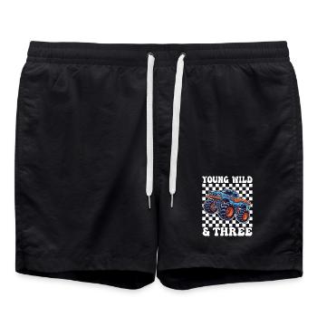 Young Wild & Three Monster Truck - Badeshorts - Schwarz - Vorne - AI Model Male 185 light (185cm)