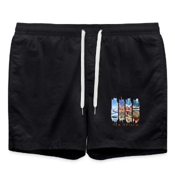 Voyage au Nouveau-Mexique – Désert de la Terre de l’Enchantement - Short de bain - noir - Devant - AI Model Male 185 light (185cm)