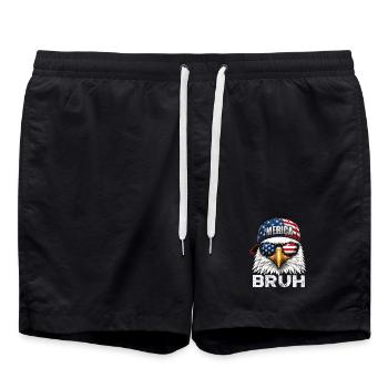 Bruh Patriotic Fourth July Meme Humor - Badeshorts - Schwarz - Vorne - AI Model Male 185 light (185cm)