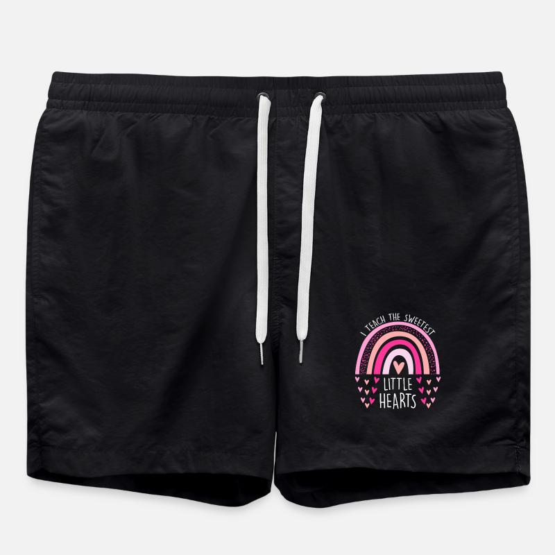 Little Hearts Rainbow Arc - Swim Trunks - black