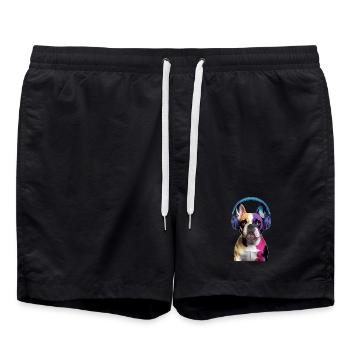 Bouledogue français français avec casque - Short de bain - noir - Devant - AI Model Male 185 light (185cm)