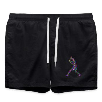 Bunter Tennisspieler Kinder Herren Tennis Jungen - Badeshorts - Schwarz - Vorne - AI Model Male 185 light (185cm)