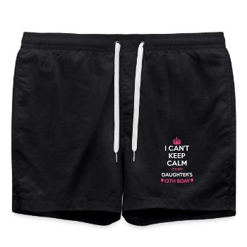 Der 13. Geburtstag meiner Tochter Ich kann mich nicht beruhigen - Badeshorts - Schwarz - Vorne - AI Model Male 185 light (185cm)