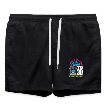 Pause my game only for 3D printing gamers - Swim Trunks - black - Front - AI Model Male 185 light (185cm)