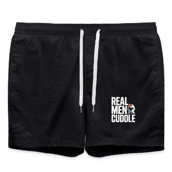 Real Men Cuddle Brazilian Jiu Jitsu MMA Judo BJJ - Swim Trunks - black - Front - AI Model Male 185 light (185cm)