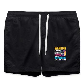 Warning Could Talk About 3D Printing Printer - Swim Trunks - black - Front - AI Model Male 185 light (185cm)