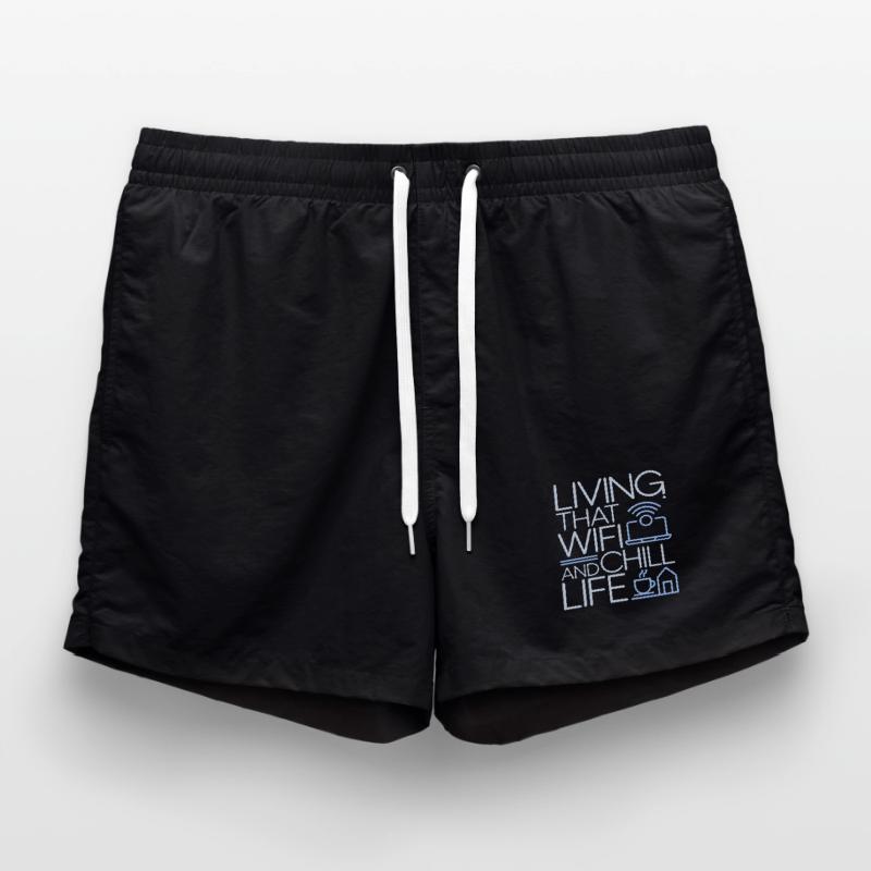 Remote Developer Living That WiFi Web Developer Swim Trunks