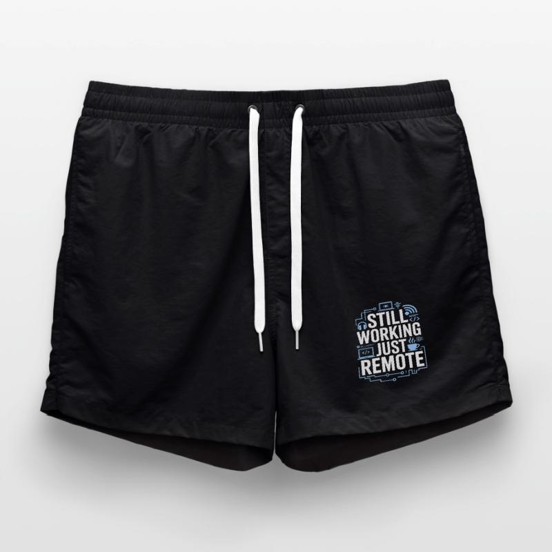 Remote Developer Still Working Remote Tech Worker Swim Trunks
