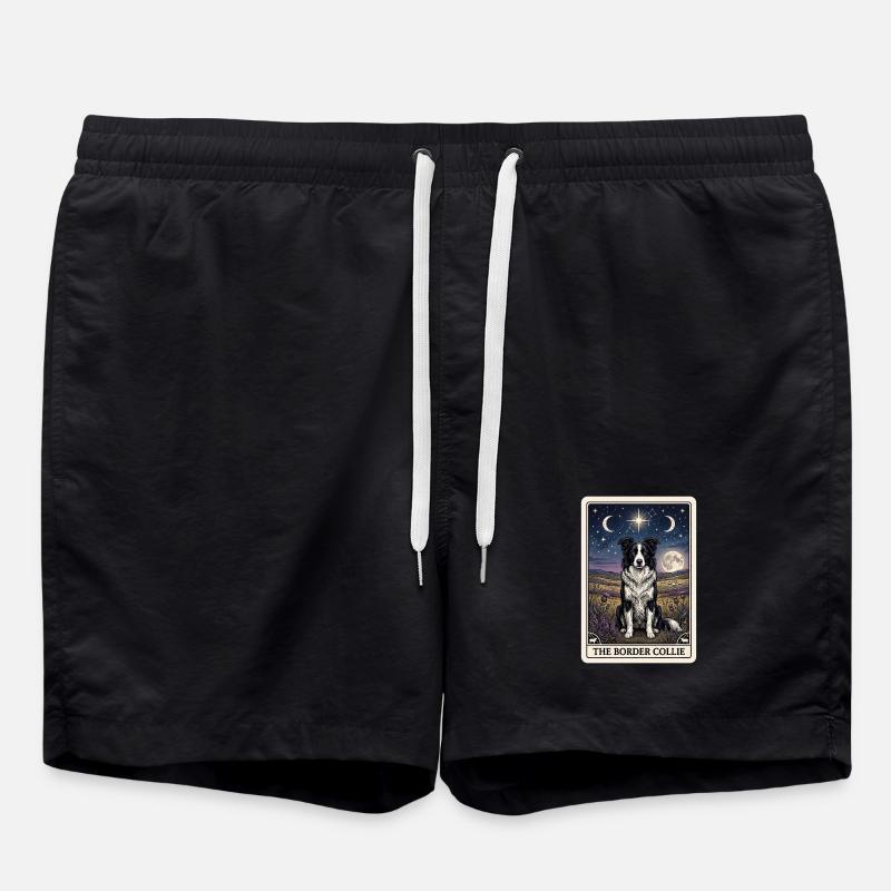 Border Collie Tarotkarte - Badeshorts - Schwarz