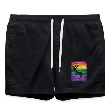Boulderer Boulder Bouldern - Badeshorts - Schwarz - Vorne - AI Model Male 185 light (185cm)