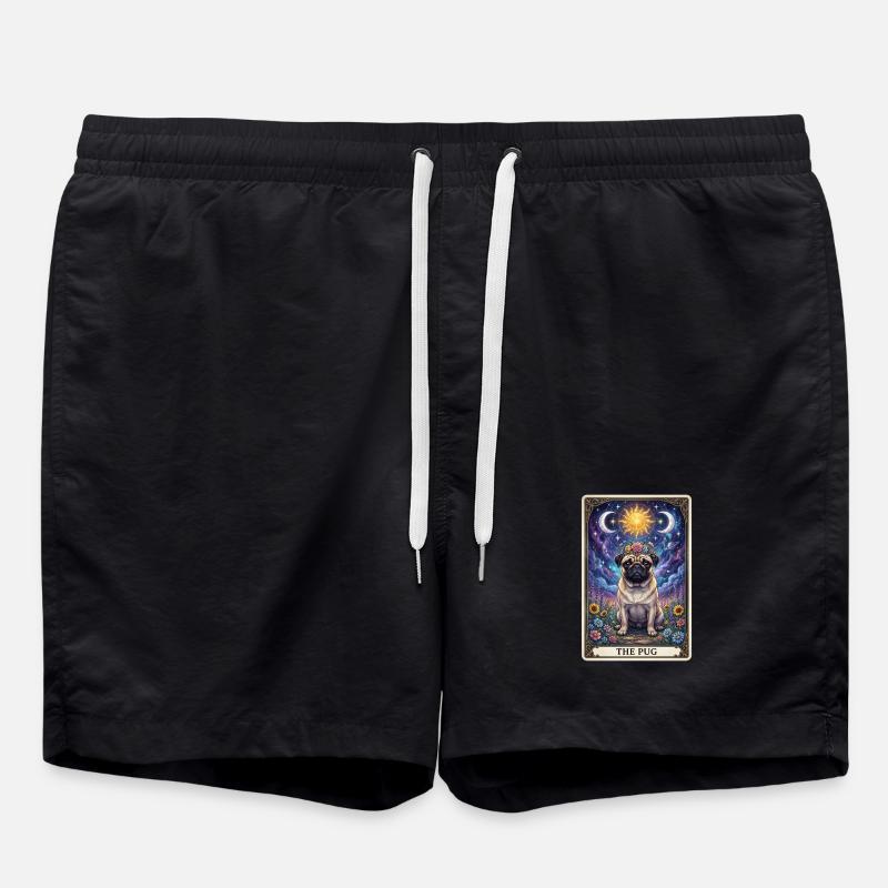 Sonnenmond Mops Tarot Illustration - Badeshorts - Schwarz