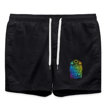 Mallorca Party Crew Bunt - Badeshorts - Schwarz - Vorne - AI Model Male 185 light (185cm)