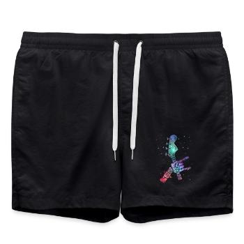 Guitarist Guitar Player Space Kids Guitar - Swim Trunks - black - Front - AI Model Male 185 light (185cm)