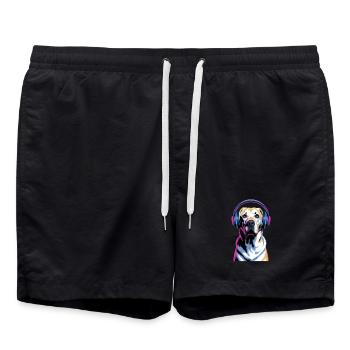 Labrador with headphones - Swim Trunks - black - Front - AI Model Male 185 light (185cm)