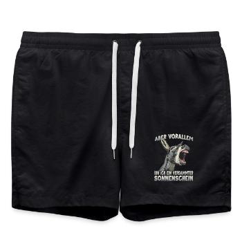 Grauesel Zwergesel Esel Bauernhof Langohresel - Badeshorts - Schwarz - Vorne - AI Model Male 185 light (185cm)