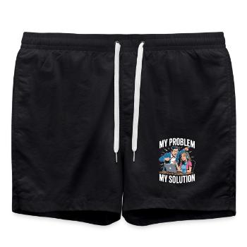 Remote Developer My Problem My Pictogram Mom Dad - Badeshorts - Schwarz - Vorne - AI Model Male 185 light (185cm)