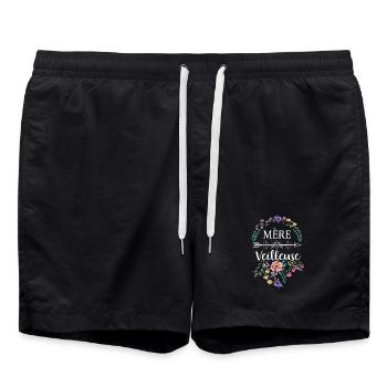 Mère Veilleuse Maman Merveilleuse Floral - Short de bain - noir - Devant - AI Model Male 185 light (185cm)