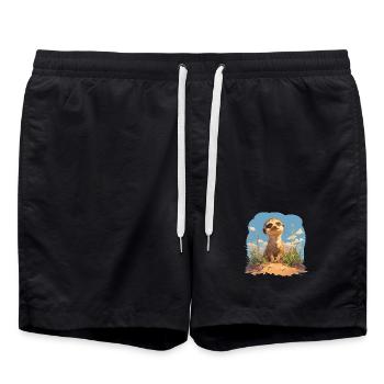 Meerkat Erdmännchen - Badeshorts - Schwarz - Vorne - AI Model Male 185 light (185cm)