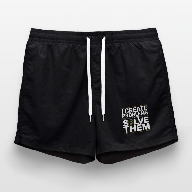 Game Developer I Create Problems Then Game Coder Badeshorts
