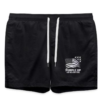 Purple for Military Kids - Swim Trunks - black - Front - AI Model Male 185 light (185cm)