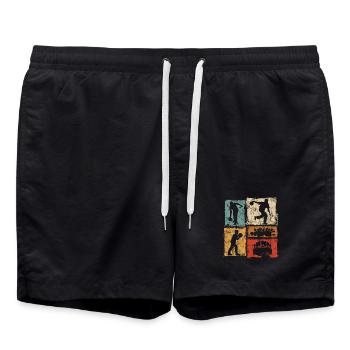Bowling Skittles Vintage Graphic for Bowlers - Swim Trunks - black - Front - AI Model Male 185 light (185cm)
