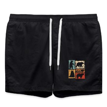Bears Perspectives Imprimé rétro animalier - Short de bain - noir - Devant - AI Model Male 185 light (185cm)