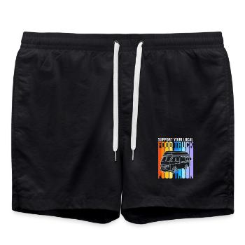 Imbiss Food Truck - Badeshorts - Schwarz - Vorne - AI Model Male 185 light (185cm)