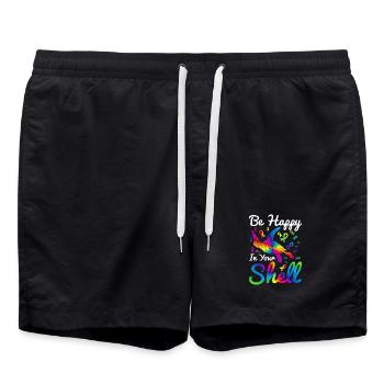 Communauté Autisme Tortue Autiste Colorée - Short de bain - noir - Devant - AI Model Male 185 light (185cm)