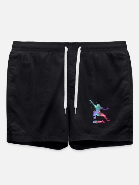 Skater Skating Skateboarder Space Skateboard - Swim Trunks - black