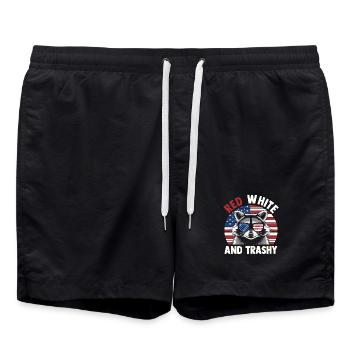 Patriotic Raccoon American Flag Trash Panda - Badeshorts - Schwarz - Vorne - AI Model Male 185 light (185cm)
