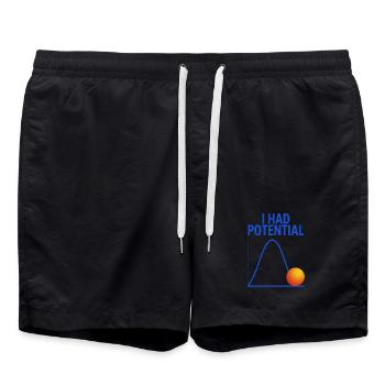 I Had Potential Grafik Physiker Witz - Badeshorts - Schwarz - Vorne - AI Model Male 185 light (185cm)