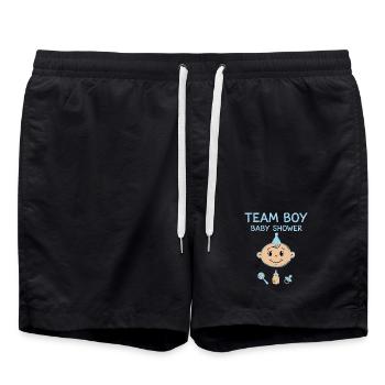 Geschlechterenthüllung Team Junge Babyparty Papa Mama Oma - Badeshorts - Schwarz - Vorne - AI Model Male 185 light (185cm)