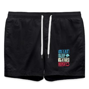 Mange, dors, contrôle, recommence - Short de bain - noir - Devant - AI Model Male 185 light (185cm)