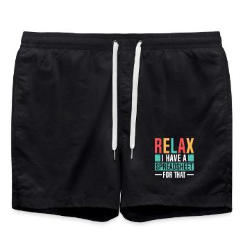 Relax: Spreadsheet Fun - Swim Trunks - black - Front - AI Model Male 185 light (185cm)