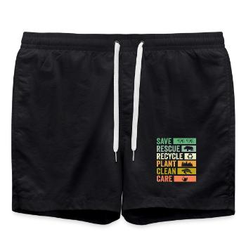 Environmental Heroes: Save Rescue Recycle Plant Clean - Swim Trunks - black - Front - AI Model Male 185 light (185cm)