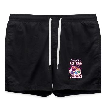 Zukunftskunst: Künstler lehren - Badeshorts - Schwarz - Vorne - AI Model Male 185 light (185cm)