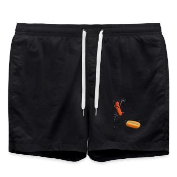 Hot-dogs, saucisses, barbecue, grill, barbecue - Short de bain - noir - Devant - AI Model Male 185 light (185cm)