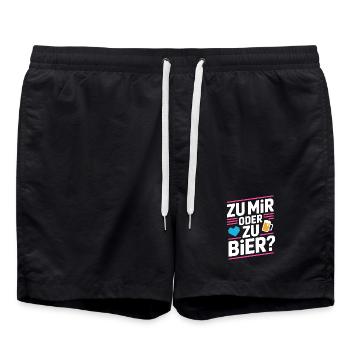bière pour moi ou pour flirter une bière en single party malle - Short de bain - noir - Devant - AI Model Male 185 light (185cm)