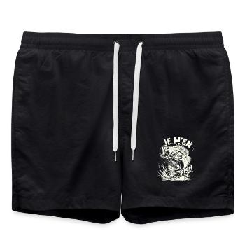 I Fish Fisherman Humor Retro Fish - Swim Trunks - black - Front - AI Model Male 185 light (185cm)