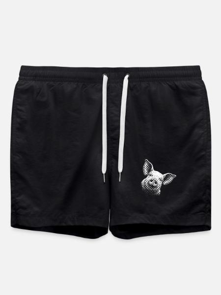 Funny peeking pig - Swim Trunks - black