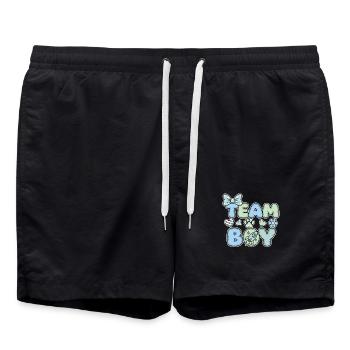 Révélation du sexe : Équipe Boy Baby Shower Grossesse - Short de bain - noir - Devant - AI Model Male 185 light (185cm)