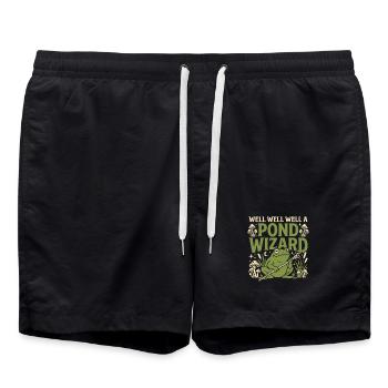 Frog Wizard Frog Magic Frog - Swim Trunks - black - Front - AI Model Male 185 light (185cm)