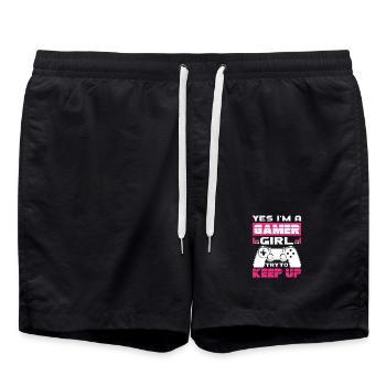 Yes Im A Gamer Girl Try To Keep Up Zockerin - Badeshorts - Schwarz - Vorne - AI Model Male 185 light (185cm)
