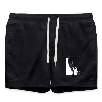 Black and White Cats - Swim Trunks - black - Front - AI Model Male 185 light (185cm)