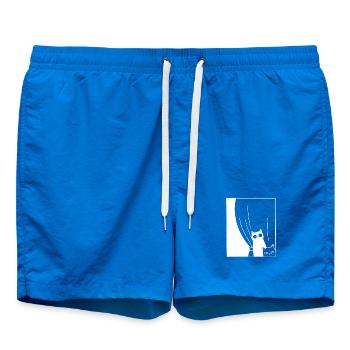 Black and White Cats - Swim Trunks - cobalt blue - Front