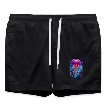 Colorful Rhapsody: Jellyfish in Cosmic Harmony - Swim Trunks - black - Front - AI Model Male 185 light (185cm)