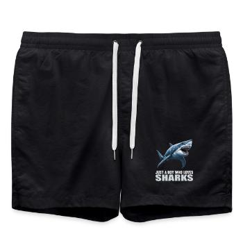 Sharks Shark - Swim Trunks - black - Front - AI Model Male 185 light (185cm)