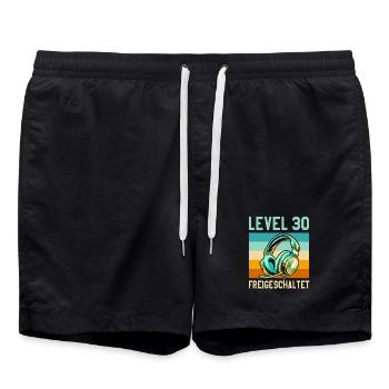 30. Geburtstag 30 Jahre Mann Frau Level 30 - Badeshorts - Schwarz - Vorne - AI Model Male 185 light (185cm)